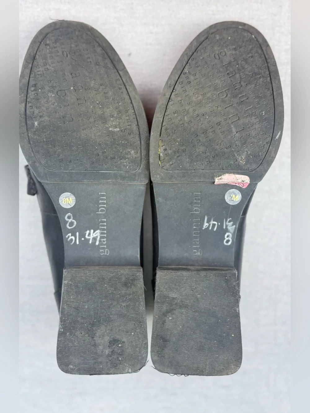 Gianni Bini Black Leather Loafers with Silver Crystal Buckles